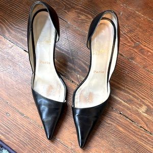 Louboutin classic black leather heels size 39.